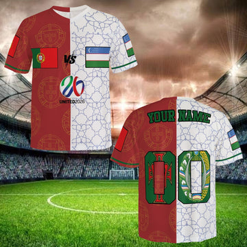 Two Tone Red White Soccer Jersey, Personalized Name Number, Unique Football Fan Shirt