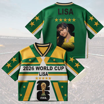 Lisa Inspired World Cup 2026 Jersey, Green Yellow Mesh Soccer Shirt
