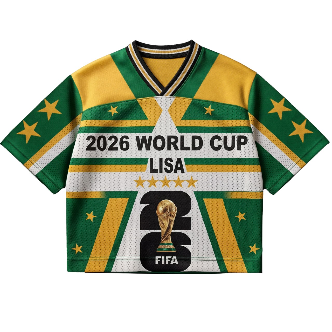 Lisa Inspired World Cup 2026 Jersey, Green Yellow Mesh Soccer Shirt