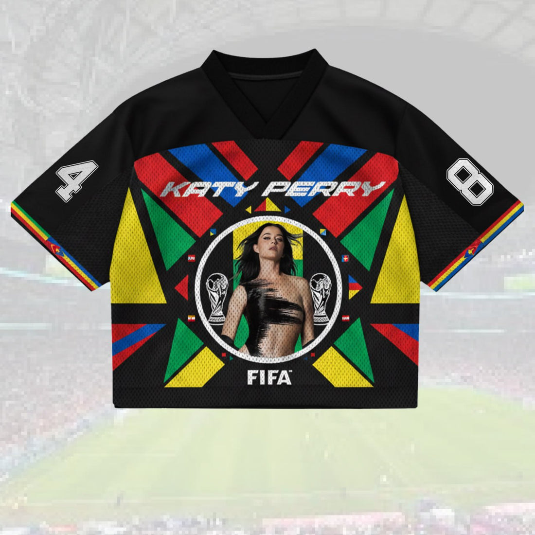 Pop Star Inspired 84 World Cup Mesh Jersey, Black Soccer Style Concert Shirt, Fan Outfit Gift