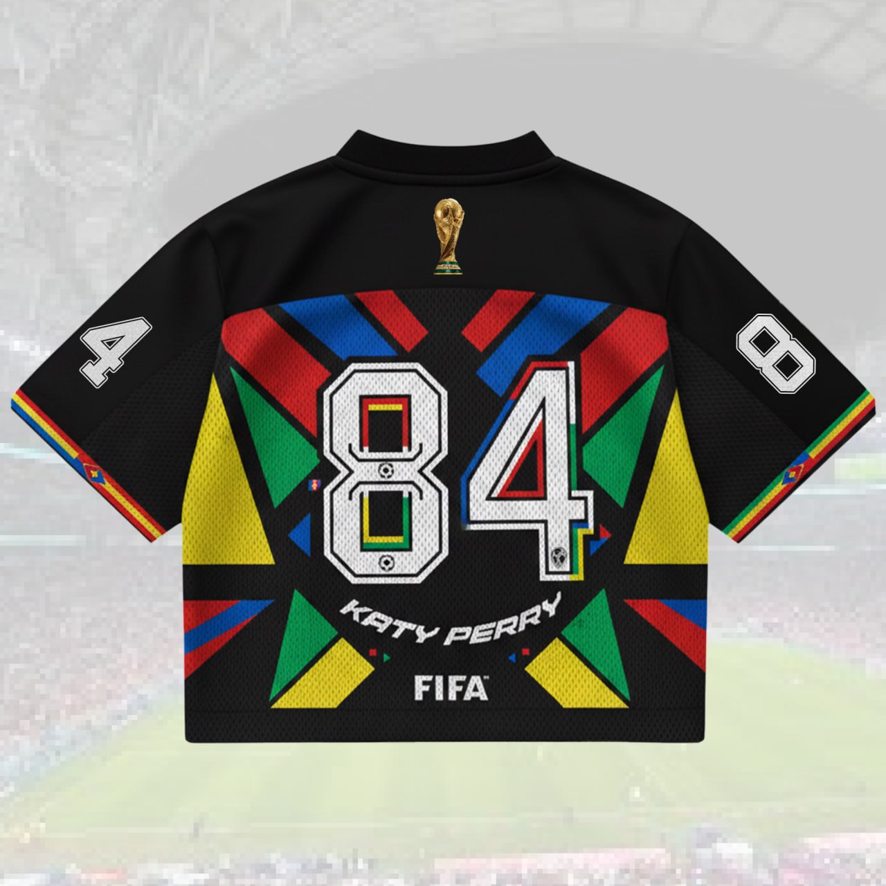 Pop Star Inspired 84 World Cup Mesh Jersey, Black Soccer Style Concert Shirt, Fan Outfit Gift