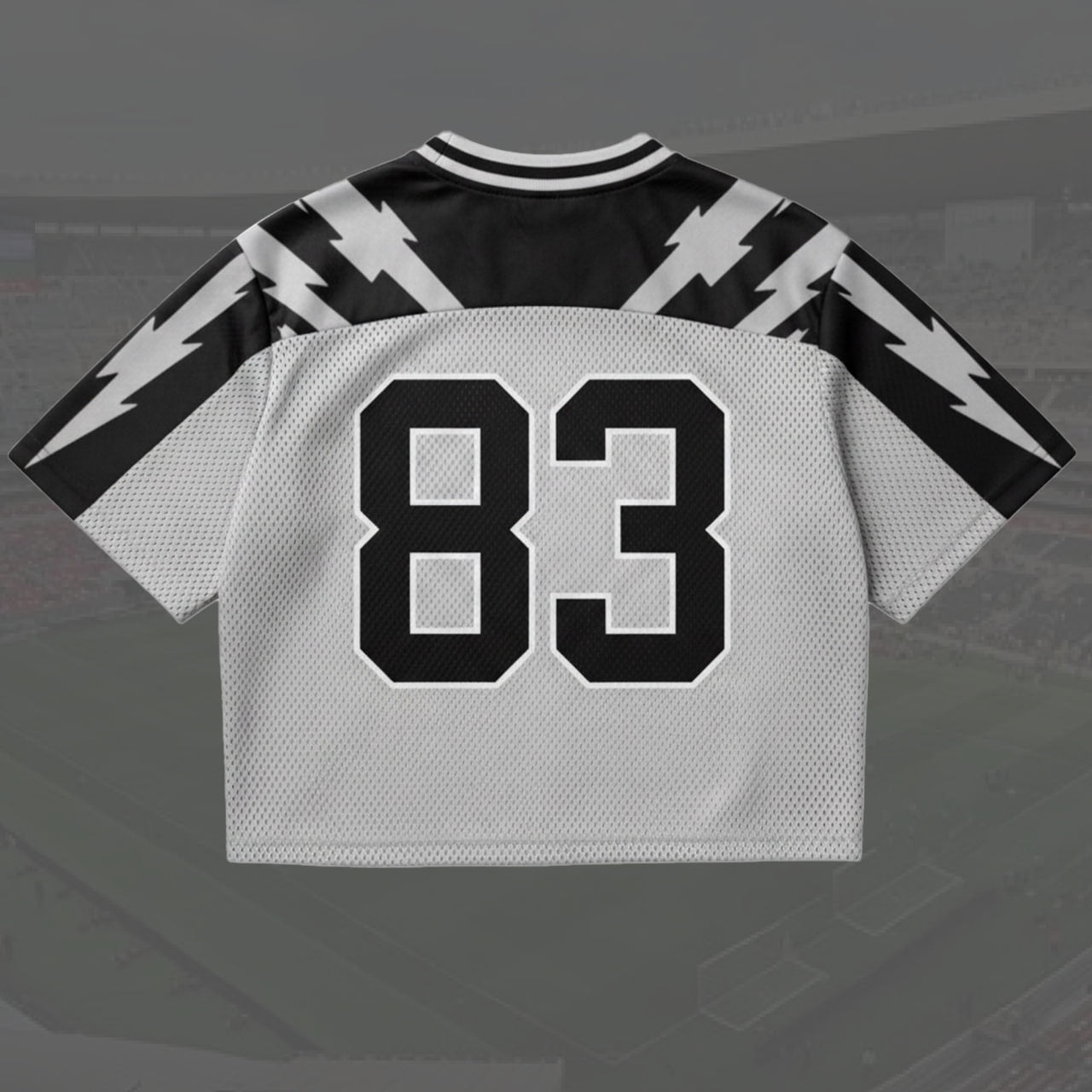 Global Football 2026 Inspired Jersey, Black White Mesh Fan Shirt, 83 Graphic Top