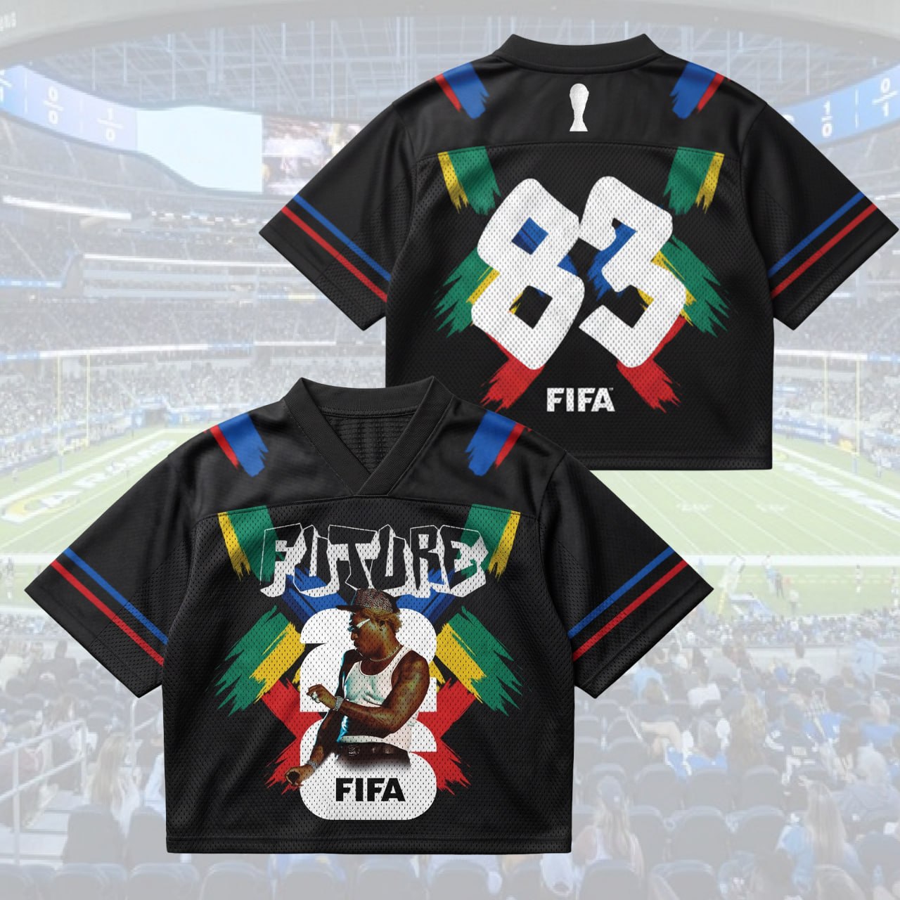 Black Hip Hop Mesh Jersey, Future Inspired Soccer Shirt, World Cup 2026 Fan Outfit
