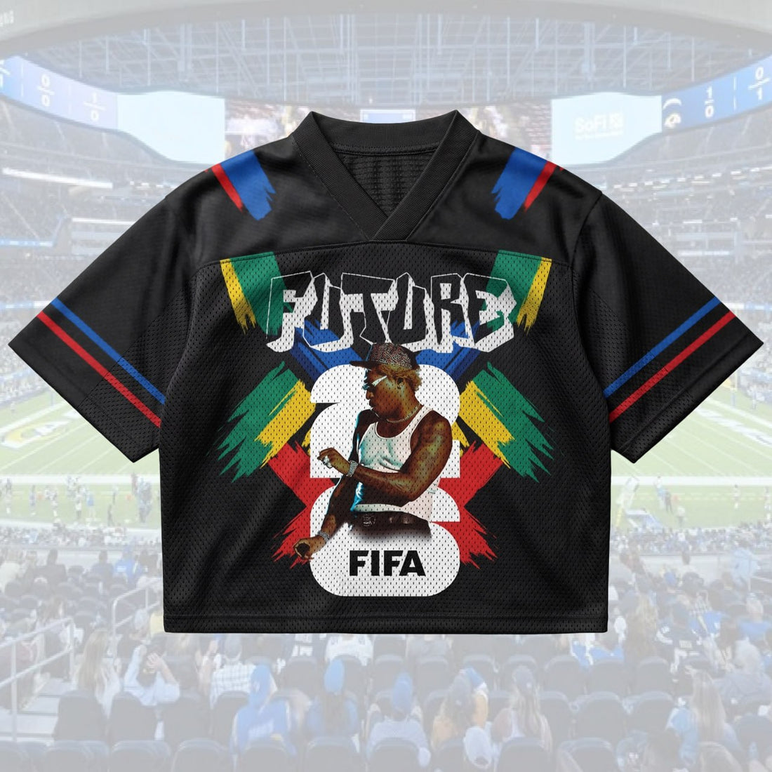 Black Hip Hop Mesh Jersey, Future Inspired Soccer Shirt, World Cup 2026 Fan Outfit