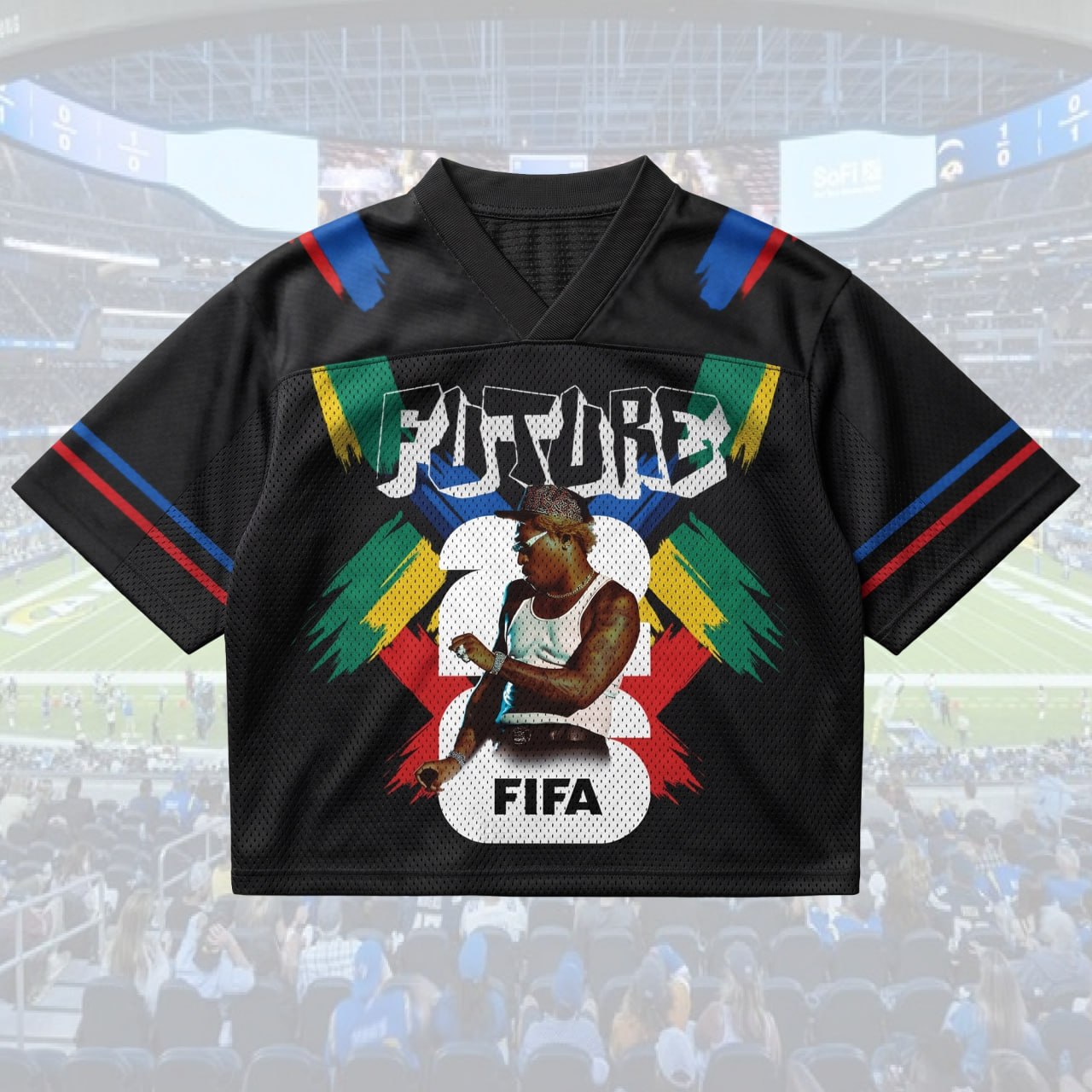 Black Hip Hop Mesh Jersey, Future Inspired Soccer Shirt, World Cup 2026 Fan Outfit