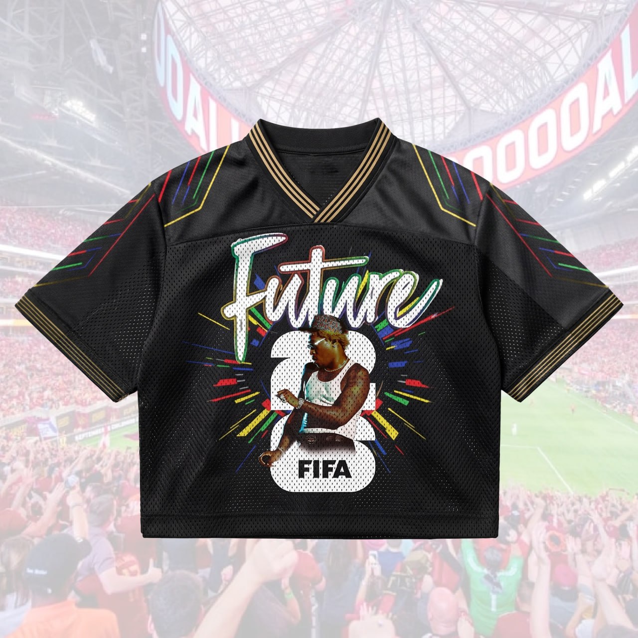 World Cup 2026 Inspired Mesh Jersey, Future Rap Fan Black Soccer Shirt