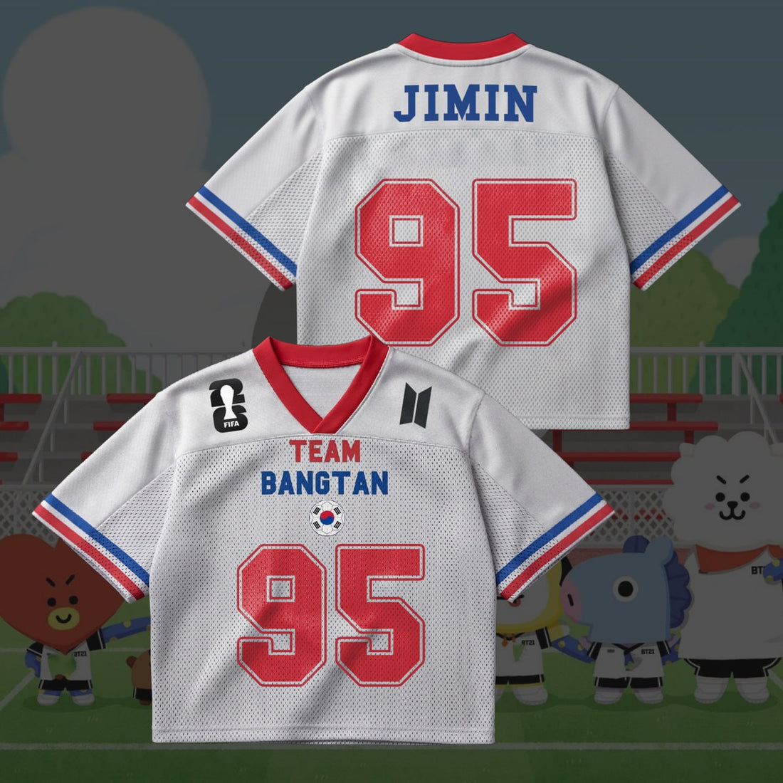 Team Bangtan Inspired 2026 World Cup Jersey, Kpop Fan Mesh Shirt