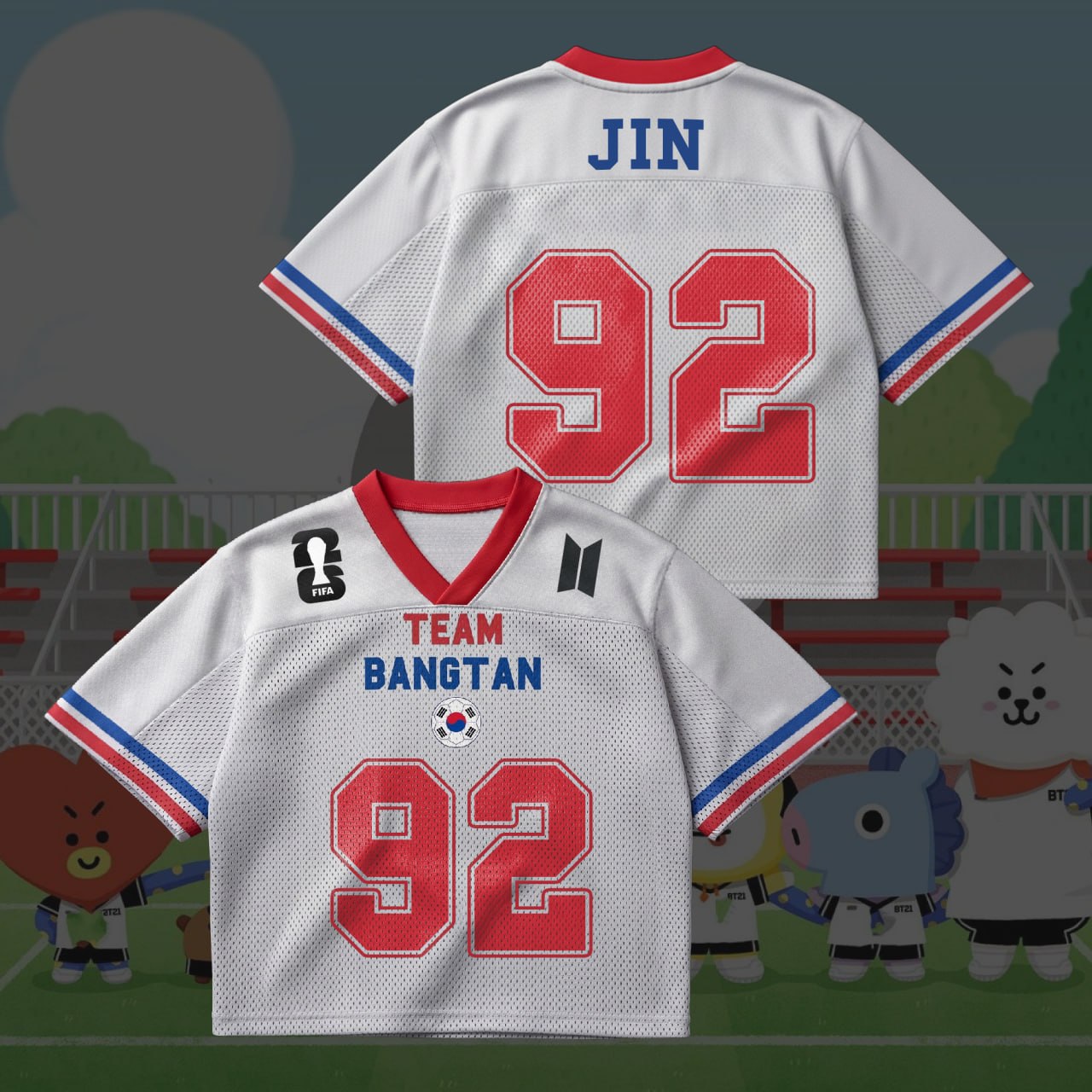 Team Bangtan Inspired 2026 World Cup Jersey, Kpop Fan Mesh Shirt
