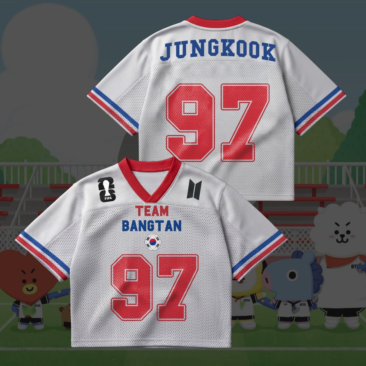 Team Bangtan Inspired 2026 World Cup Jersey, Kpop Fan Mesh Shirt