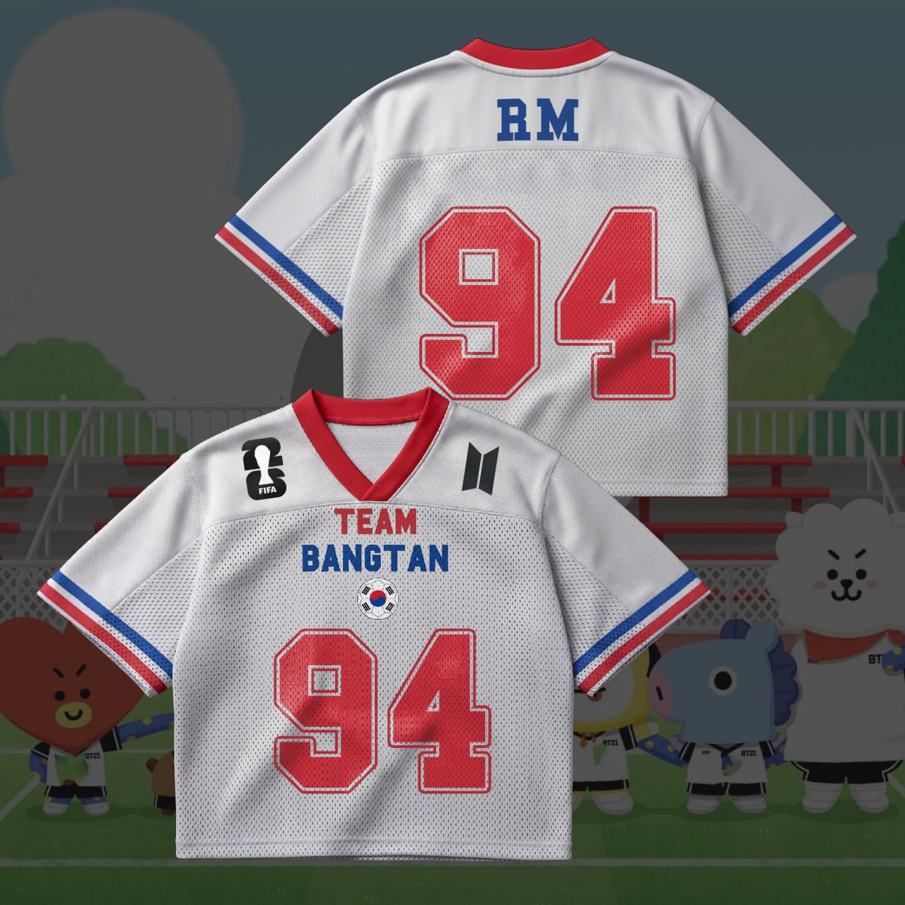 Team Bangtan Inspired 2026 World Cup Jersey, Kpop Fan Mesh Shirt