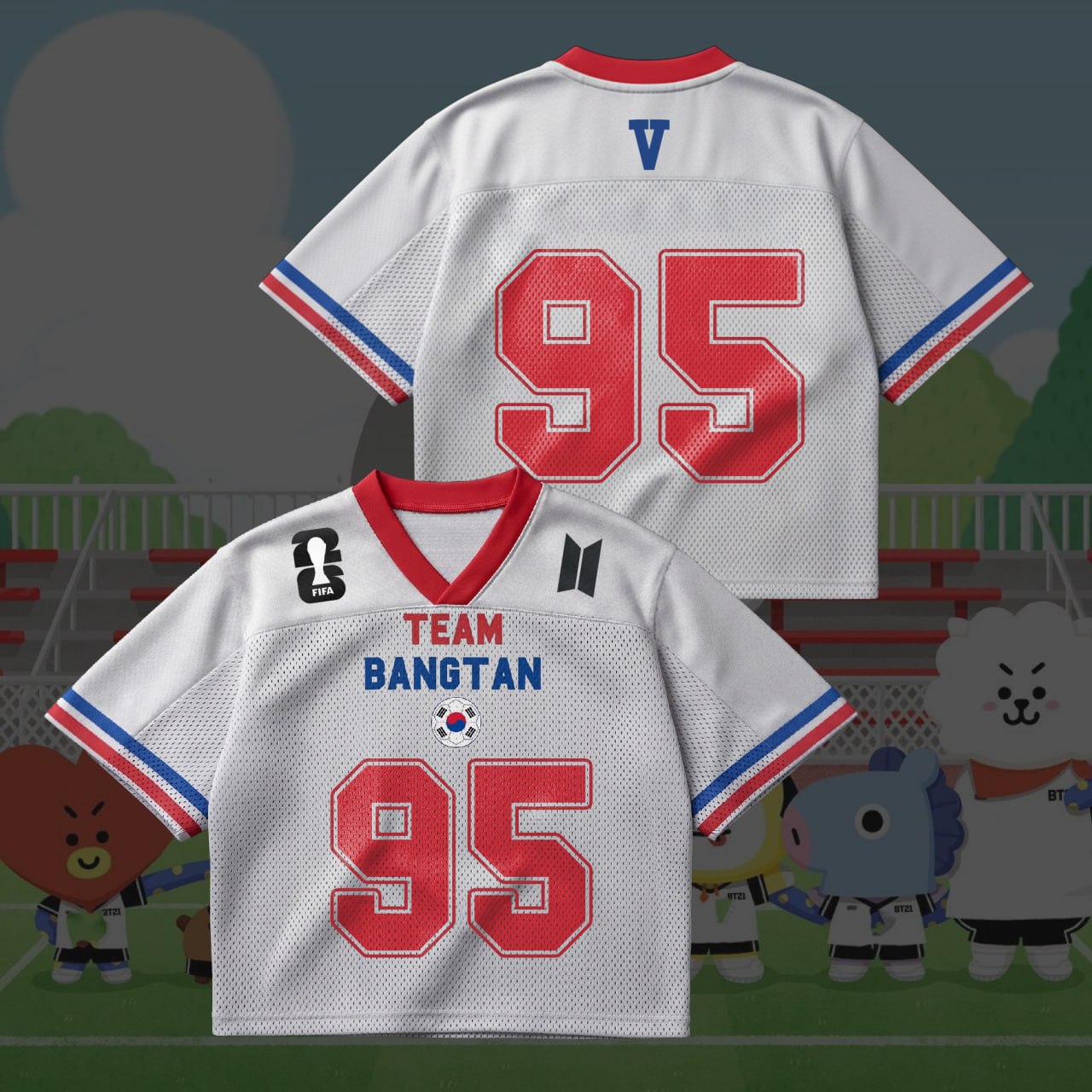 Team Bangtan Inspired 2026 World Cup Jersey, Kpop Fan Mesh Shirt