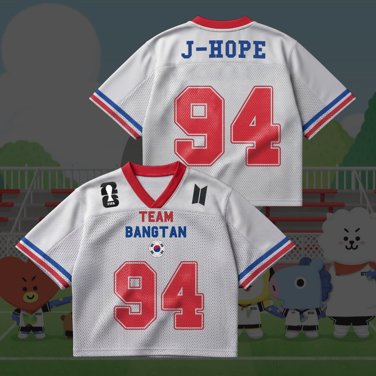 Team Bangtan Inspired 2026 World Cup Jersey, Kpop Fan Mesh Shirt