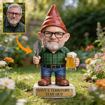 Custom Gnome From Any Photo - Personalized Gardening Acrylic Plaque Stake - Funny Gift for Him, Dad, Grandad